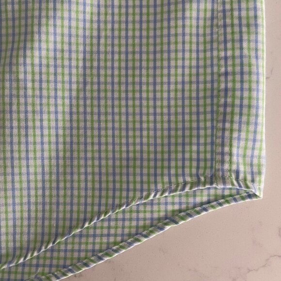 Michael Kors LS Non Iron Button Down Cotton Check Shirt Wht Blue Grn Sz 14.5 - Picture 8 of 15
